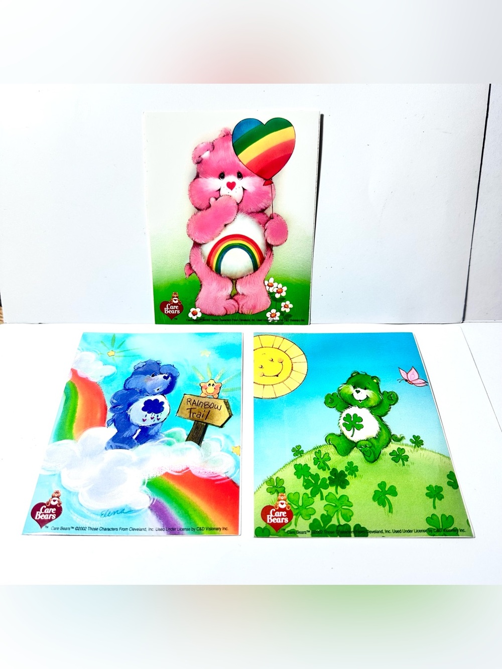 Vintage Care Bear Stickers 2002 Y2K 4” X 5” Vinyl Hot Topic Lucky Grumpy Rainbow